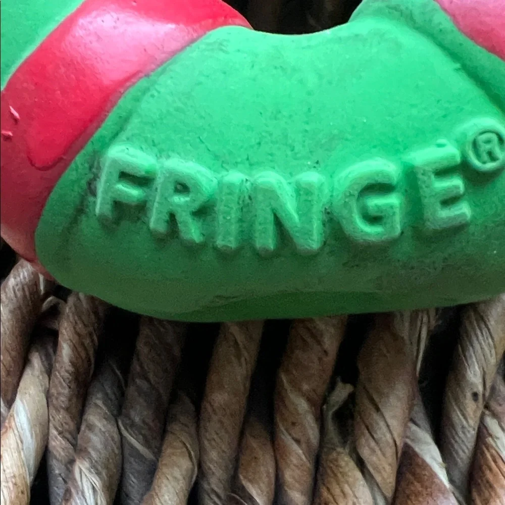 Green Holiday Donut Squeaky Dog Toys with Red Accents